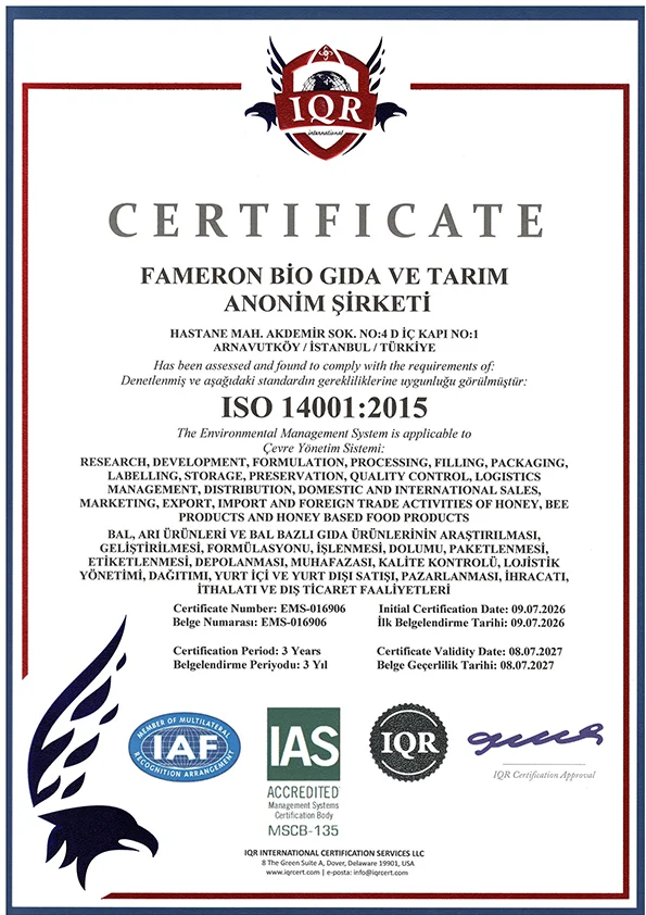 fameron_bio_certificate_ISO_14001
