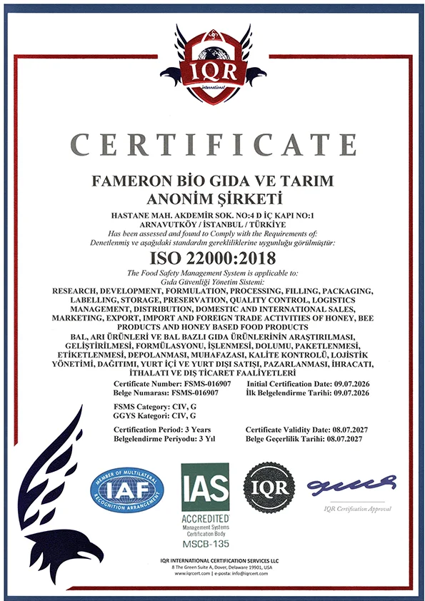 fameron_bio_certificate_ISO_22000